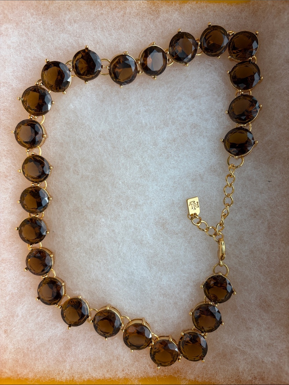 Ralph Lauren Gold-Tone Smoky Brown Crystal Tennis Necklace - Women Jewelry